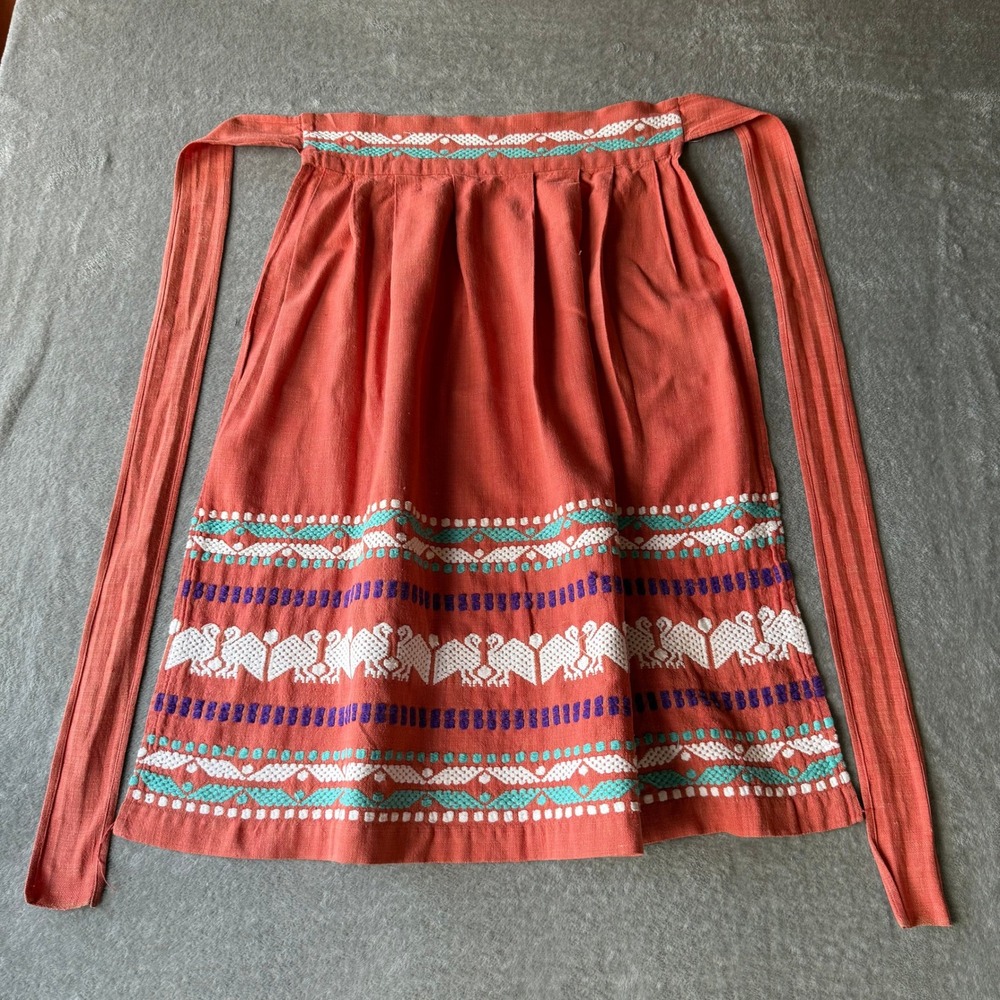 Vintage Guatemalan Apron Handwoven‎ Mayan Bird Textile Folk Art Cotton
